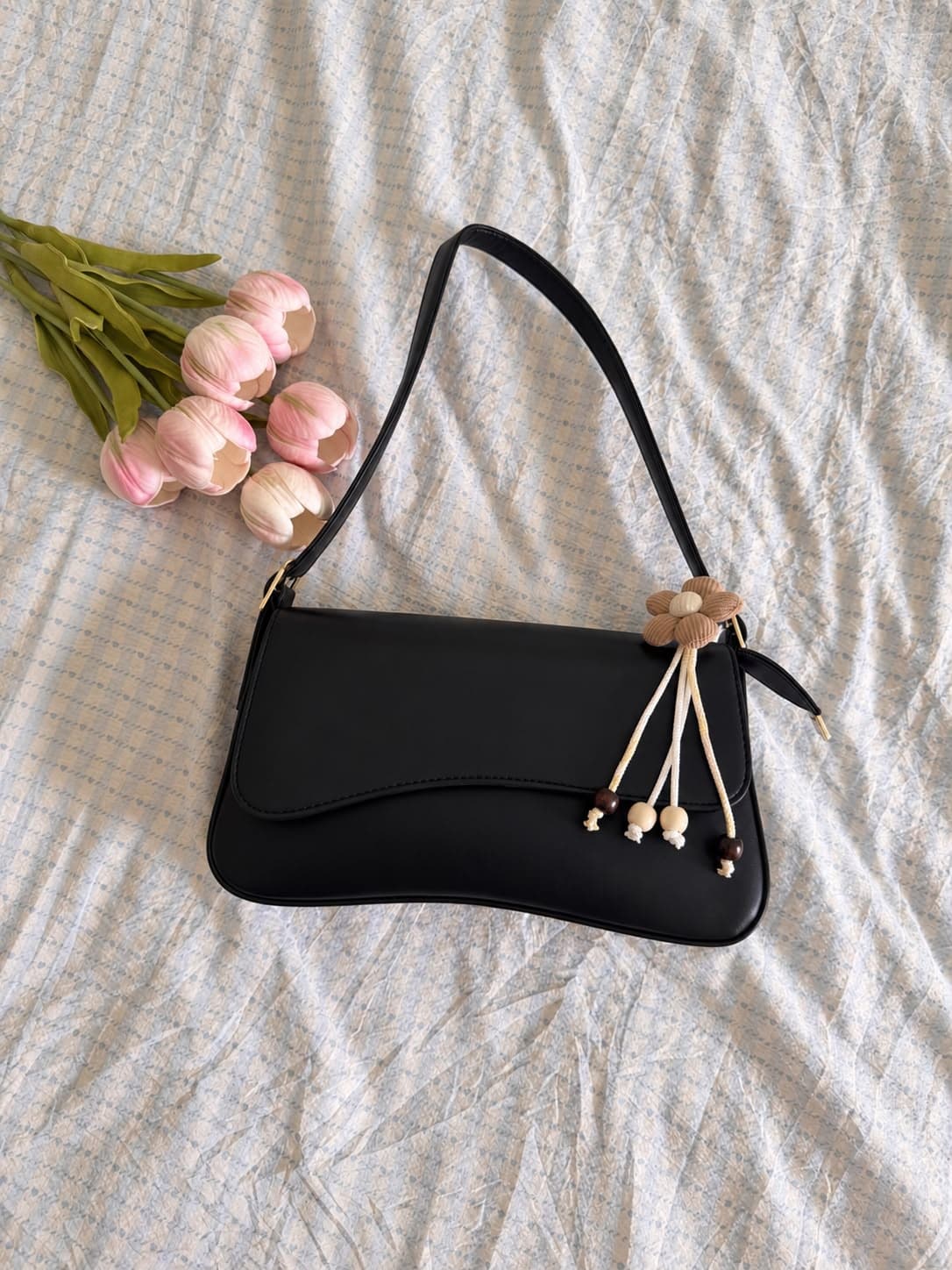 Floral Charm Shoulder Bag